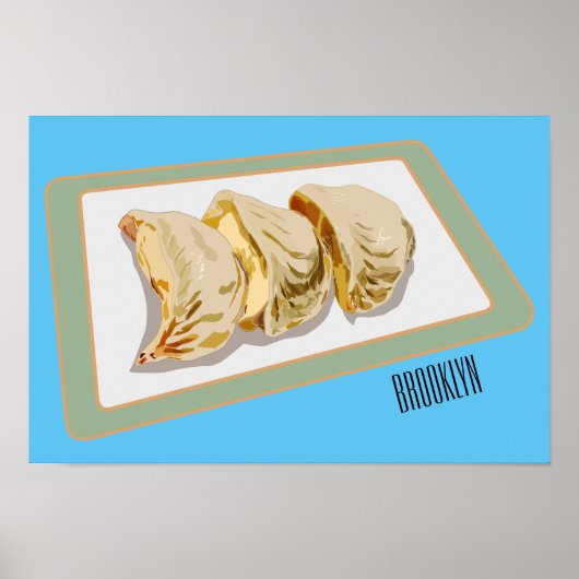 Cartoon van Jiaozi/Chinese dumplings Poster (Voorkant)