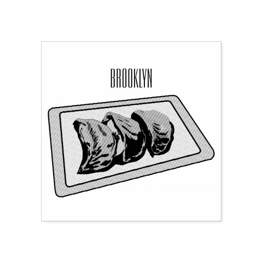 Cartoon van Jiaozi/Chinese dumplings Rubberstempel (Afrduk)