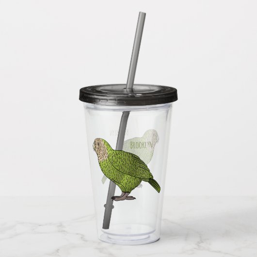 Cartoon van Kakapo Acryl Drinkbeker (Achterkant)