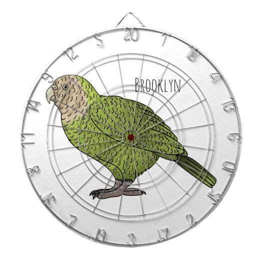 Cartoon van Kakapo Dartbord (Voorkant)