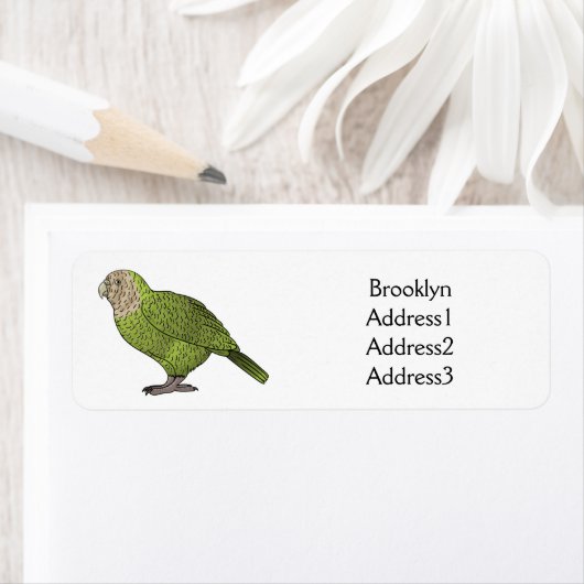 Cartoon van Kakapo Etiket (Insitu)