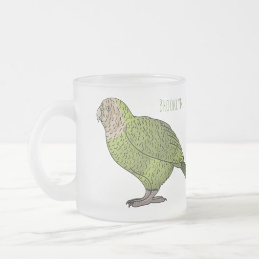 Cartoon van Kakapo Matglas Koffiemok (Links)