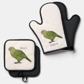 Cartoon van Kakapo Ovenwant & Pannenlap Set (Voorkant / Achterkant)