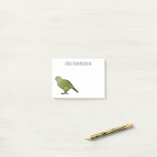 Cartoon van Kakapo Post-it® Notes (Op bureau)