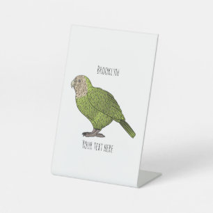 Cartoon van Kakapo Reclamebord Met Voetstuk