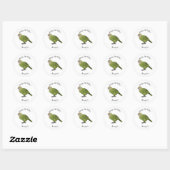 Cartoon van Kakapo Ronde Sticker (Vel)