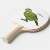 Cartoon van Kakapo Tafeltennisbatje (Voorkant Gekanteld)