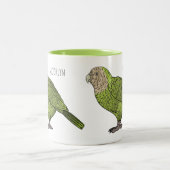 Cartoon van Kakapo Tweekleurige Koffiemok (Center)