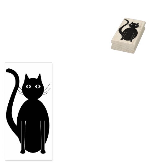 cartoon van kat - silhouette - kunstzegel rubberstempel (Gestempeld)
