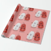 Cartoon van kawaï-luiers en paprika's cadeaupapier (Uitgerold)