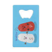 Cartoon van kawaï-luiers en paprika's creditkaart flessenopener (Voorkant)