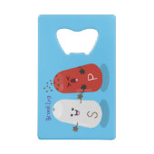 Cartoon van kawaï-luiers en paprika's creditkaart flessenopener (Achterkant)