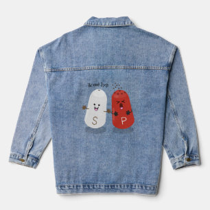 Cartoon van kawaï-luiers en paprika's denim jacket