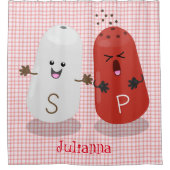 Cartoon van kawaï-luiers en paprika's douchegordijn (Voorkant)