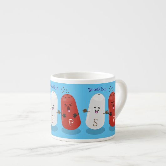 Cartoon van kawaï-luiers en paprika's espresso kop (Voorkant rechts)