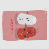 Cartoon van kawaï-luiers en paprika's golfhanddoek (Horizontaal)