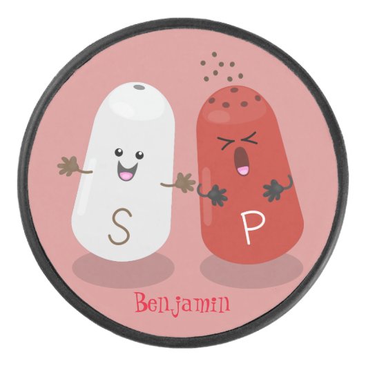 Cartoon van kawaï-luiers en paprika's hockey puck (Voorkant)