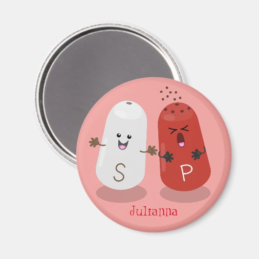 Cartoon van kawaï-luiers en paprika's magneet (Voorkant / Achterkant)