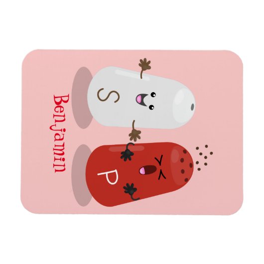 Cartoon van kawaï-luiers en paprika's magneet (Horizontaal)