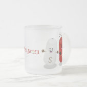 Cartoon van kawaï-luiers en paprika's matglas koffiemok (Voorkant rechts)