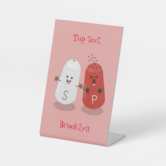 Cartoon van kawaï-luiers en paprika's reclamebord met voetstuk (Voorkant)