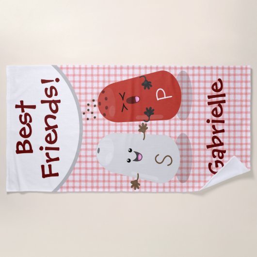 Cartoon van kawaï-luiers en paprika's strandlaken (Voorkant)