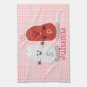 Cartoon van kawaï-luiers en paprika's theedoek (Verticaal)