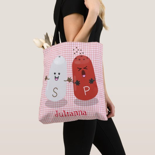 Cartoon van kawaï-luiers en paprika's tote bag (Dichtbij)
