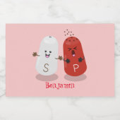 Cartoon van kawaï-luiers en paprika's voedselcontainer etiket (Enkel label)