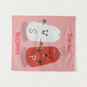 Cartoon van kawaï-luiers en paprika's wandkleed (Voorkant (horizontaal))