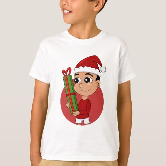 Cartoon van kerstjongen T-Shirt (Voorkant)