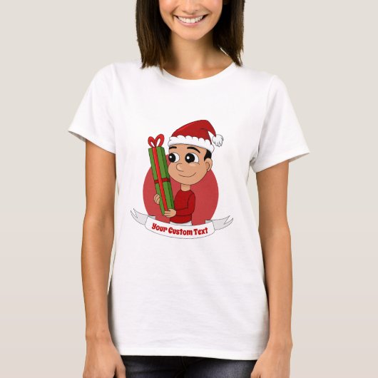 Cartoon van kerstjongen T-Shirt (Voorkant)