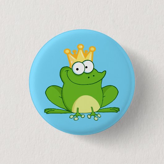 Cartoon van King Frog Cute Animal Ronde Button 3,2 Cm (Voorkant)