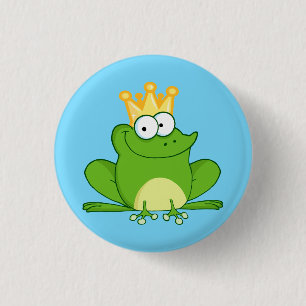 Cartoon van King Frog Cute Animal Ronde Button 3,2 Cm