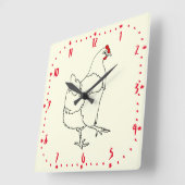 Cartoon van kiptijd Hen Drawing Boerderij Animal A Vierkante Klok (Hoek)