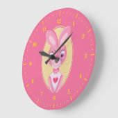 Cartoon van klein konijnenmeisje grote klok (Hoek)