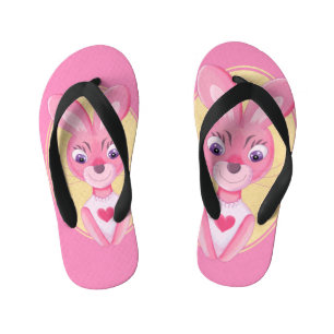 Cartoon van klein konijnenmeisje kinder teenslippers