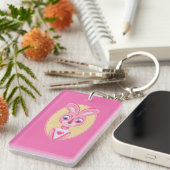 Cartoon van klein konijnenmeisje sleutelhanger (Voorkant Rechts)