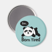 Cartoon van knuffelende slapende panda magneet (Voorkant / Achterkant)