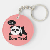 Cartoon van knuffelende slapende panda sleutelhanger (Achterkant)