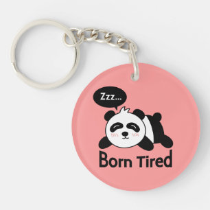 Cartoon van knuffelende slapende panda sleutelhanger