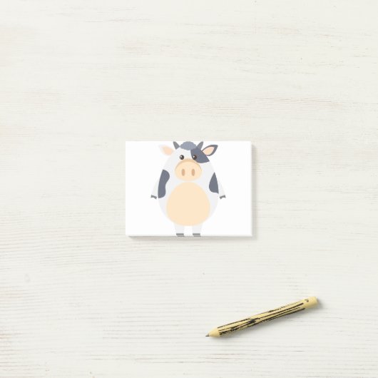 Cartoon van koeienkoeien post-it® notes (Op bureau)