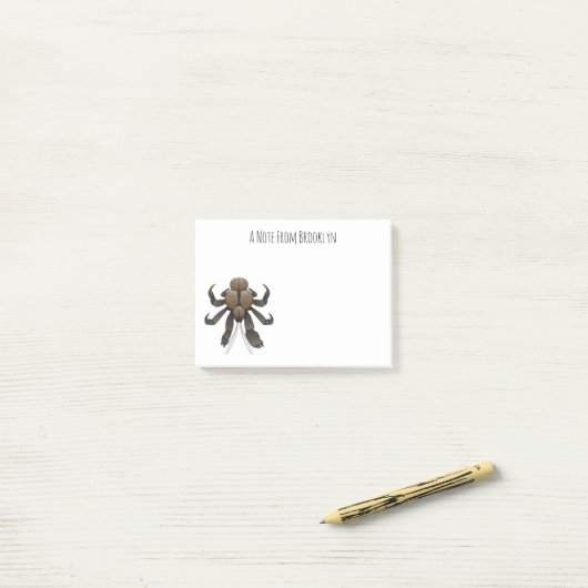 Cartoon van kokoskrabben post-it® notes (Op bureau)