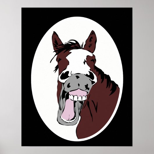 Cartoon van Laughing Horse Animal Poster (Voorkant)