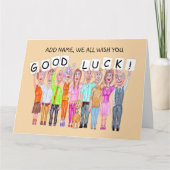 Cartoon van mensen die elkaar succes wensen kaart (Voorkant)
