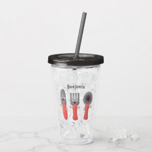 Cartoon van messenmakerswerk en van lepel acryl drinkbeker