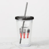 Cartoon van messenmakerswerk en van lepel acryl drinkbeker (Achterkant)