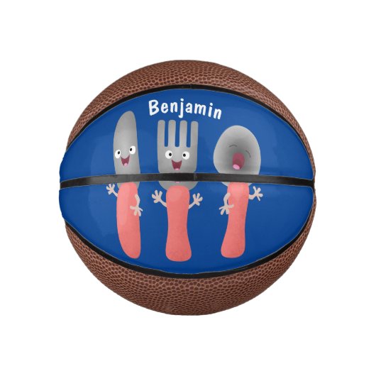 Cartoon van messenmakerswerk en van lepel basketbal (Voorkant)