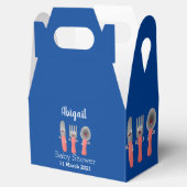 Cartoon van messenmakerswerk en van lepel bedankdoosjes (Geopend)