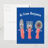 Cartoon van messenmakerswerk en van lepel briefkaart (Voorkant / Achterkant)